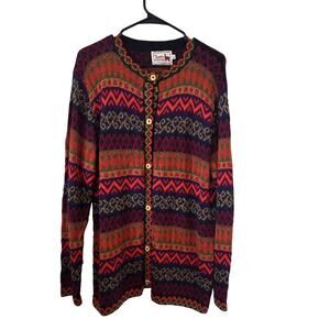 Alpaca Connection Womens Alpaca Blend Fair Isle Cardigan Sweater Size XL